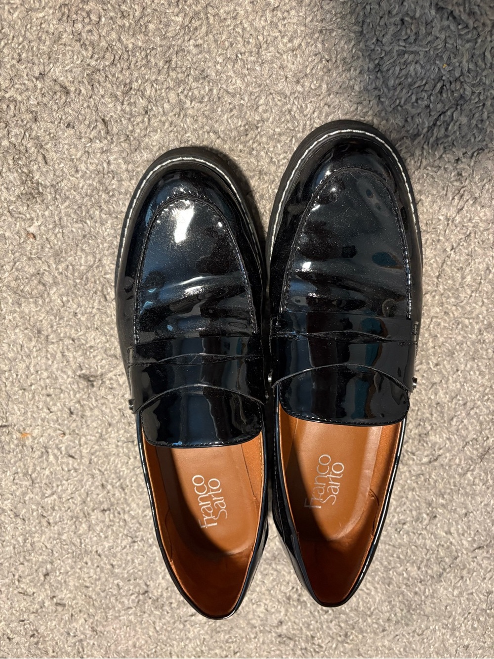 Franco Sarto Black Patent Leather Women’s Penny Loafers